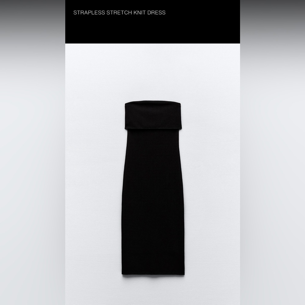 Zara Strapless Black Midi Dress